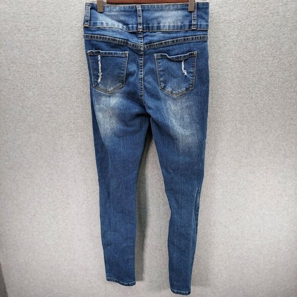 Lola Jeans Women's Lola High Rise Straight Size 9 Medium 3 Button Distressed - Picture 11 of 16